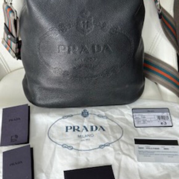 Prada Secchiello Vitello Phenix Nero Bucket Shoulder Bag NWOT - Picture 11 of 13